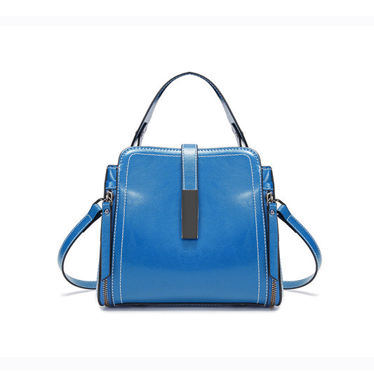 Genuine Leather Crossbody Bucket Bag Vintage Style Shoulder Purse