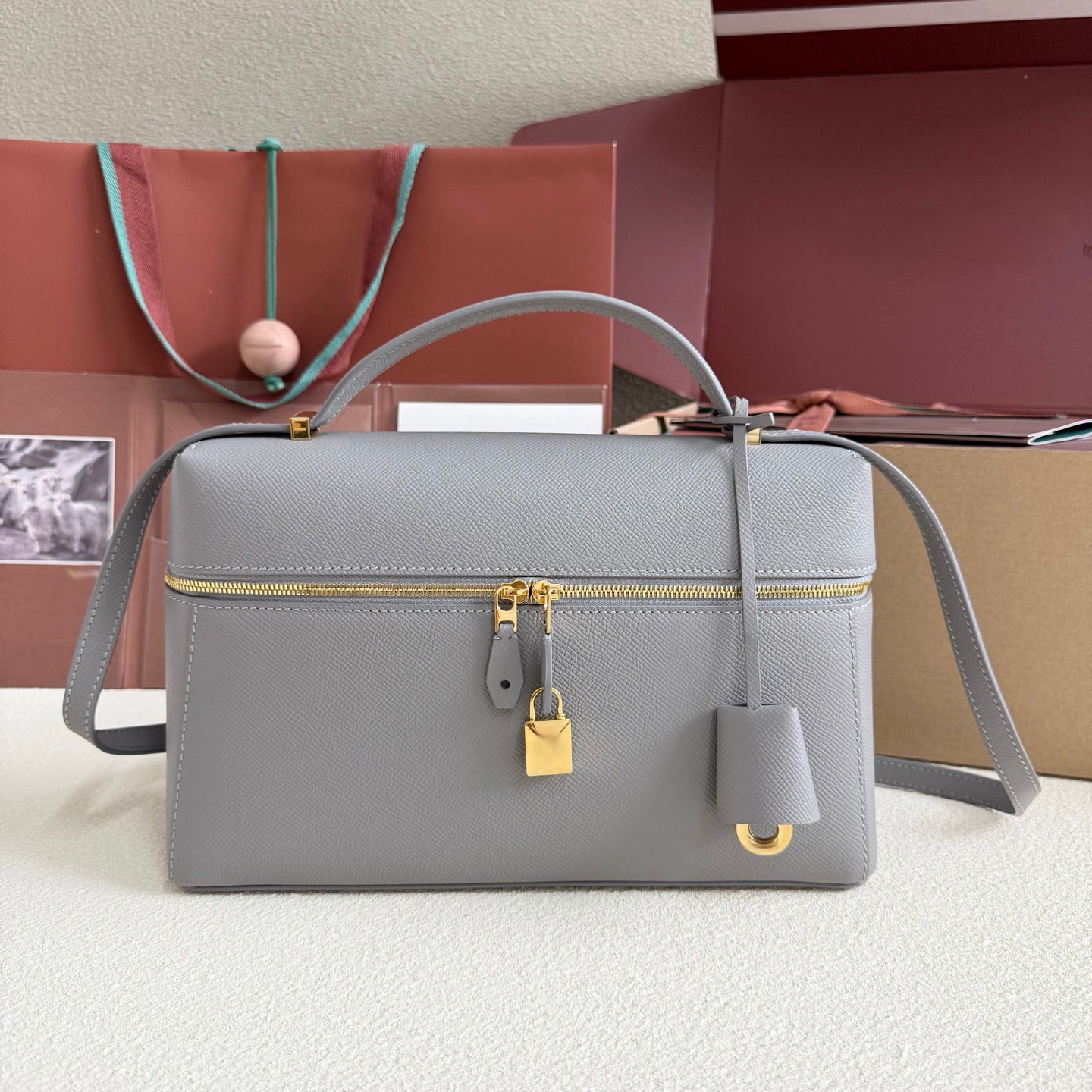 Genuine Leather Crossbody Lunch Box Bag