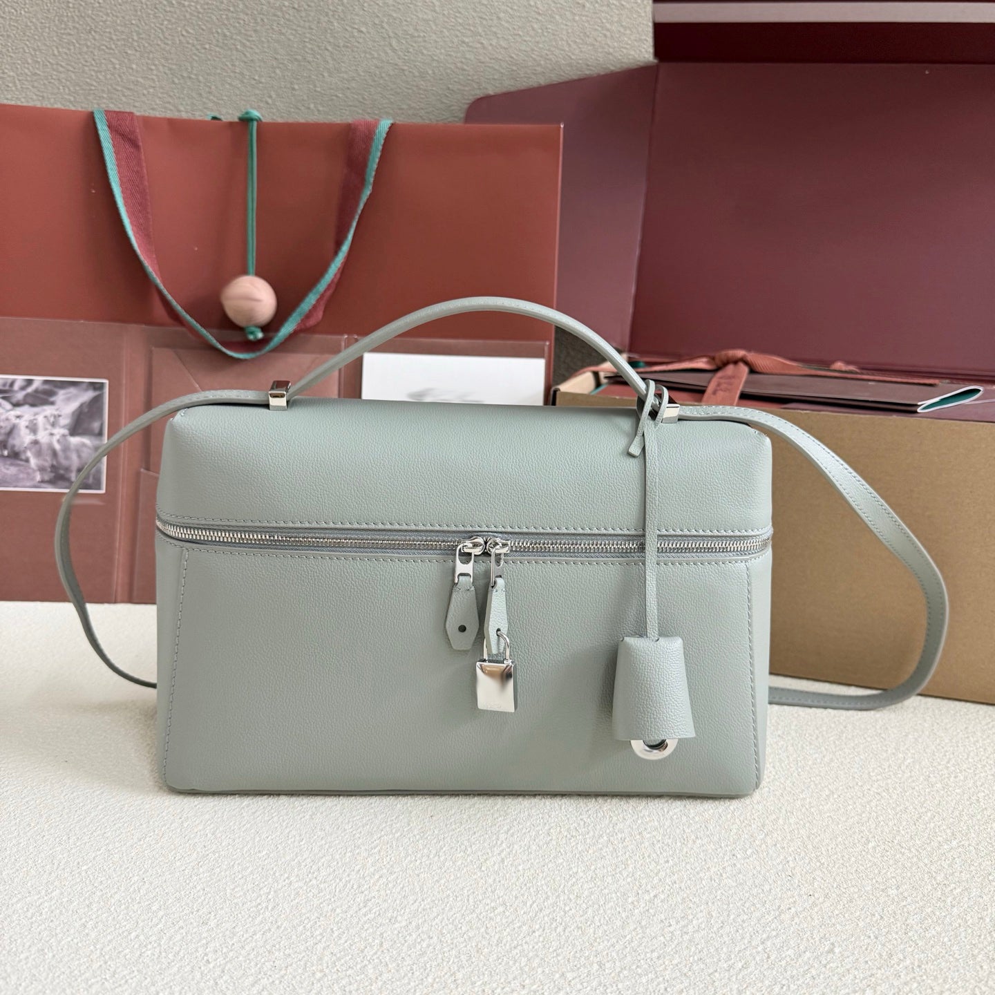 Genuine Leather Crossbody Lunch Box Bag