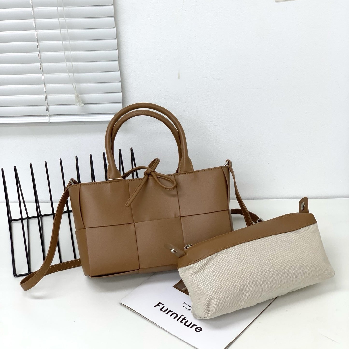 Genuine Leather Crossbody Tote Bag