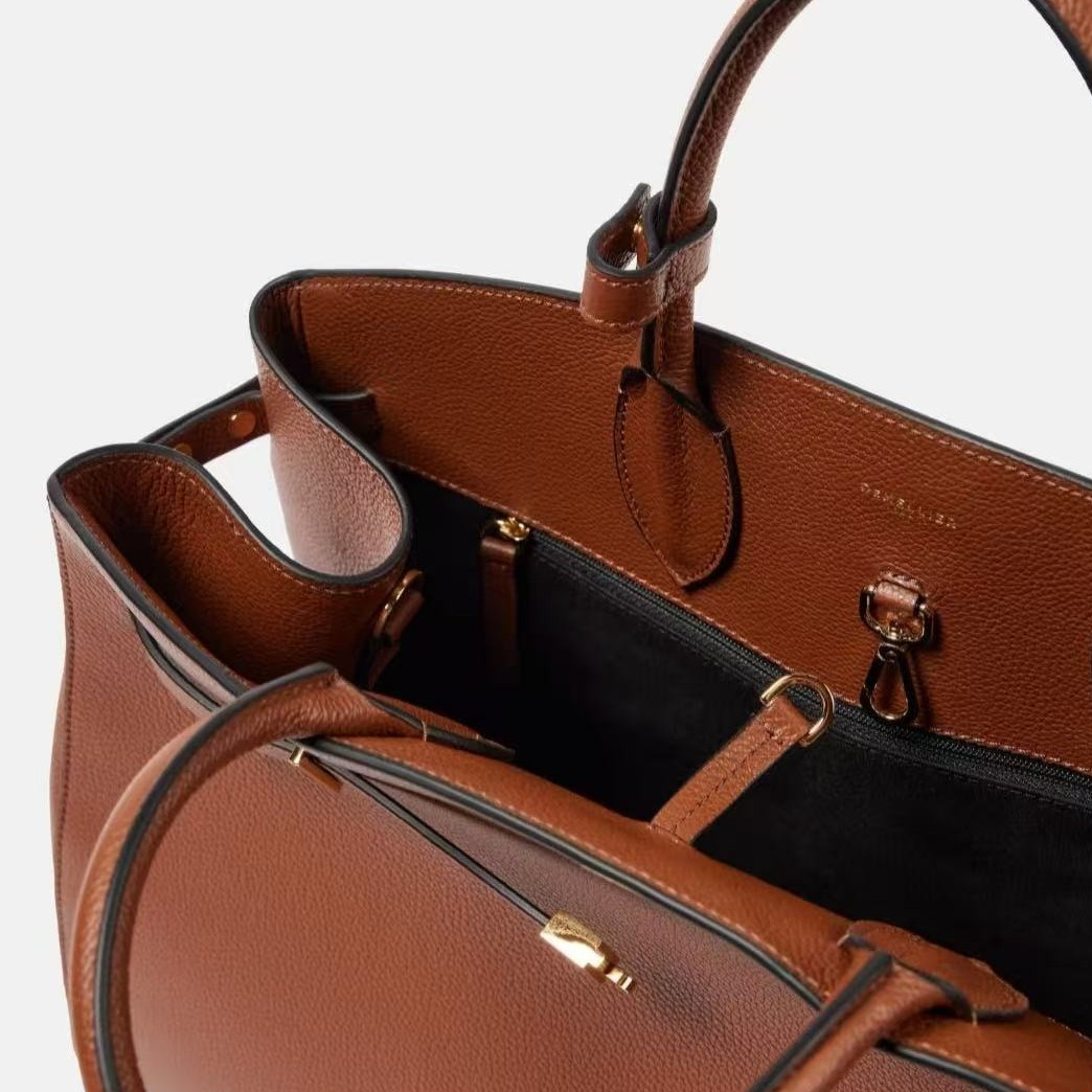 Genuine Leather Crossbody Tote Bag