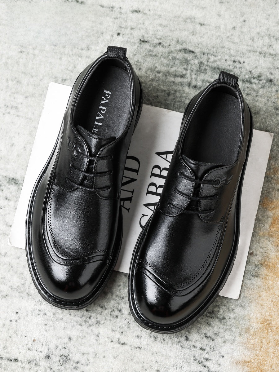 Genuine Leather Derby Shoes for Men, Wide Fit Soft-Soled Business Casual