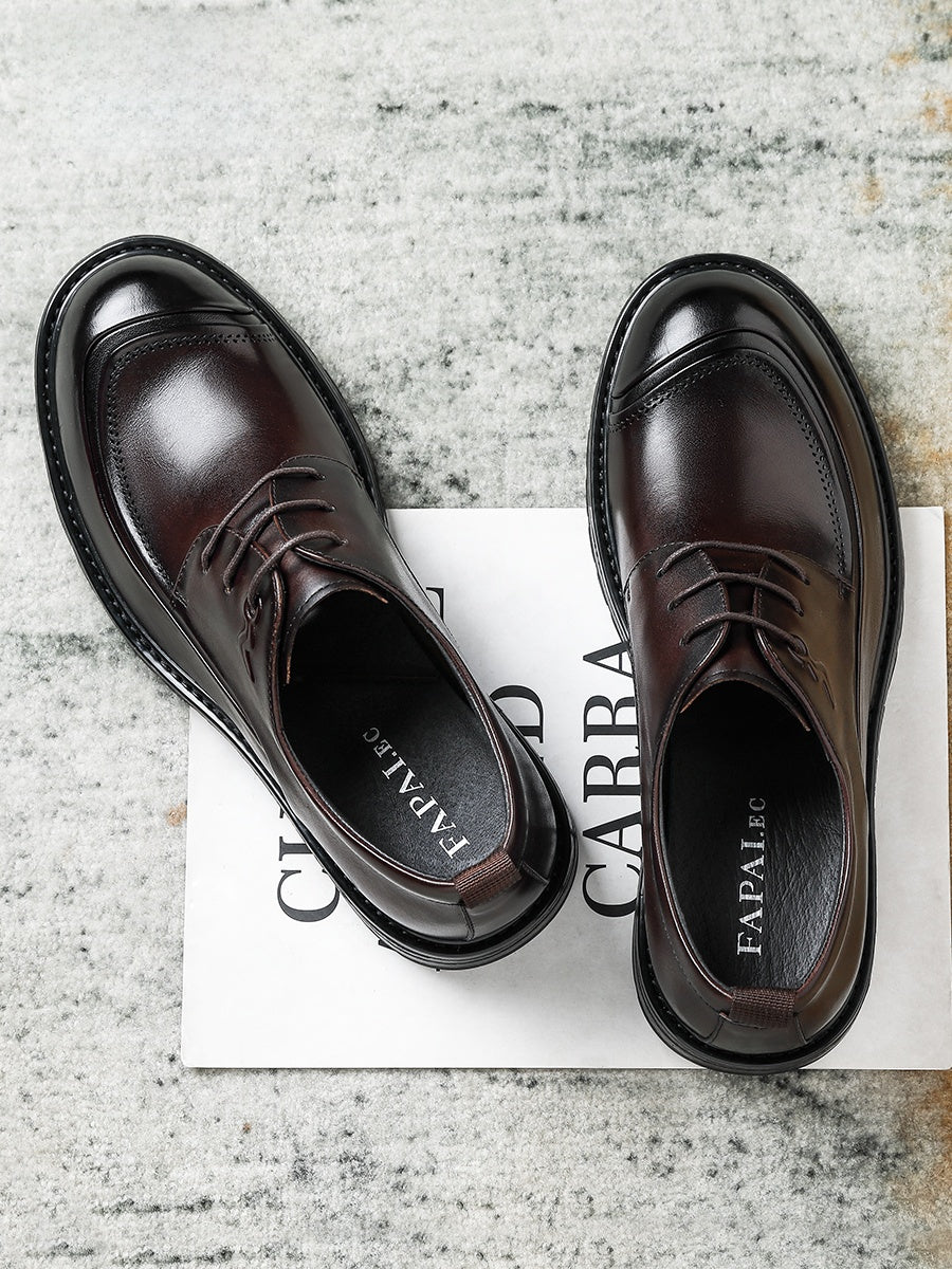 Genuine Leather Derby Shoes for Men, Wide Fit Soft-Soled Business Casual