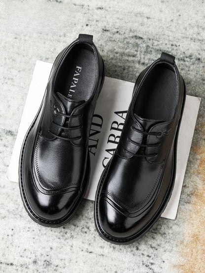 Genuine Leather Derby Shoes for Men, Wide Fit Soft-Soled Business Casual