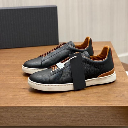 genuine leather elastic band sneakers, casual shoes