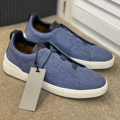 genuine leather elastic band sneakers, casual shoes