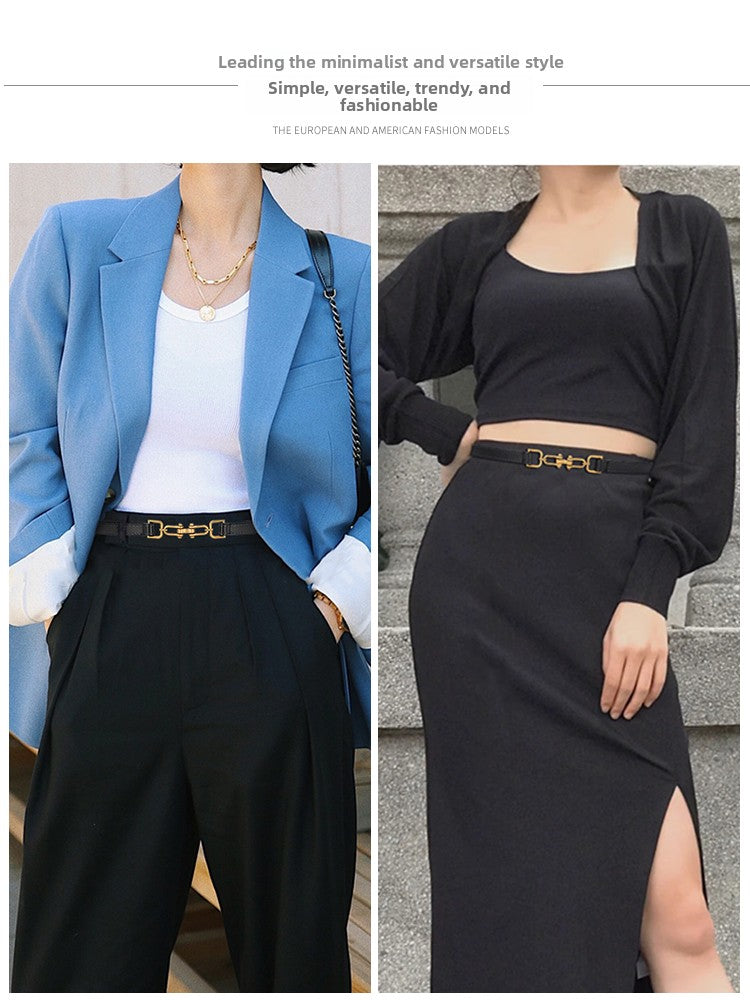 Genuine Leather elasticated waistband