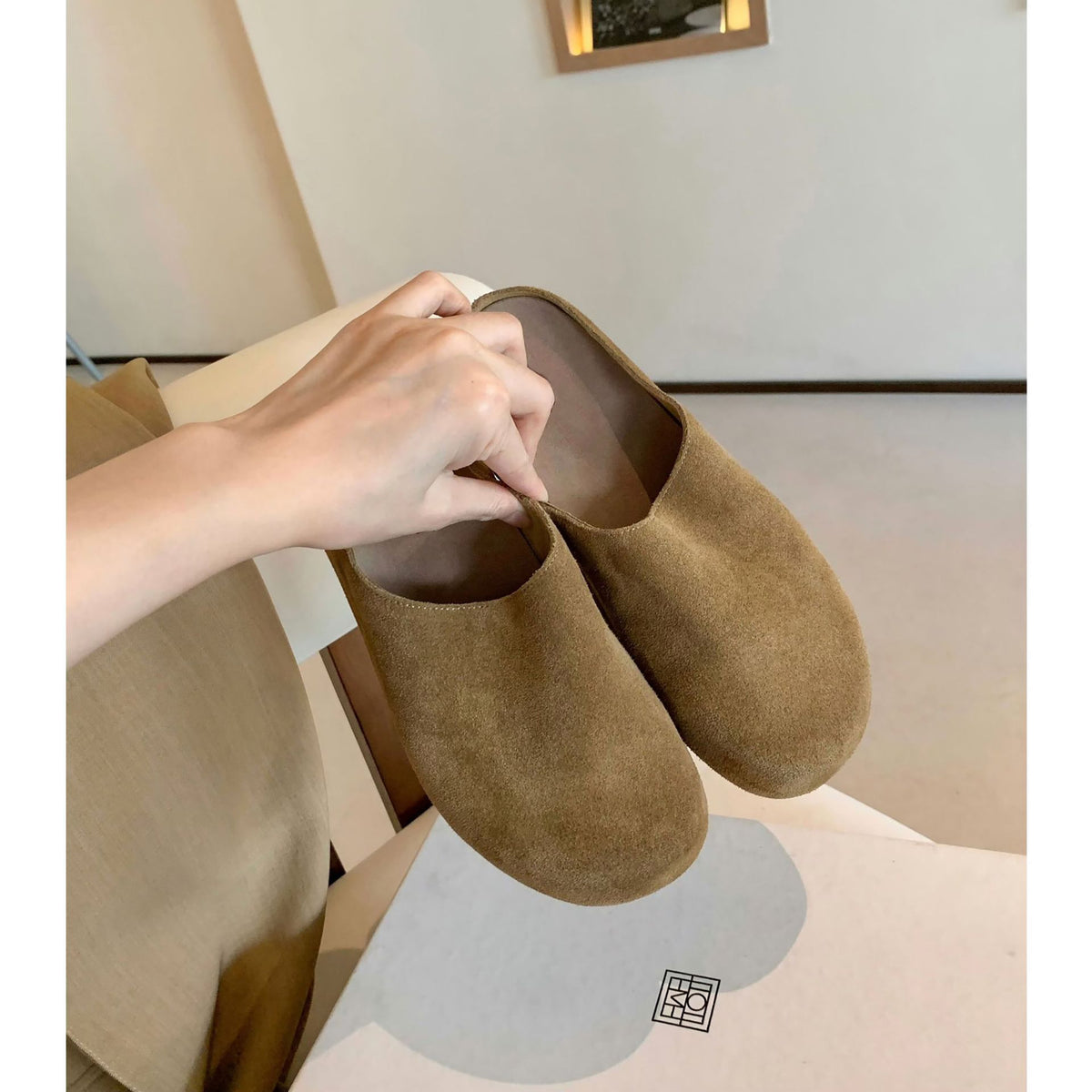 Genuine Leather Flat Sole Slip-On Slippers for Women