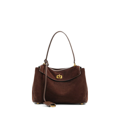 Genuine Leather Frosted Suede Tote Bag