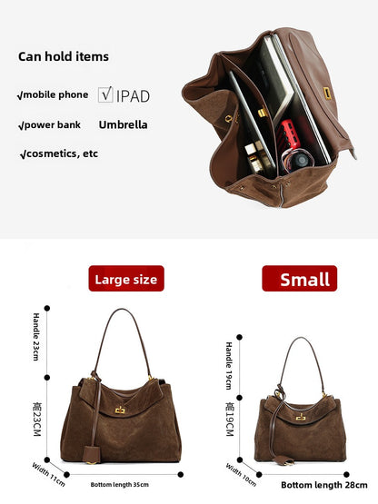 Genuine Leather Frosted Suede Tote Bag