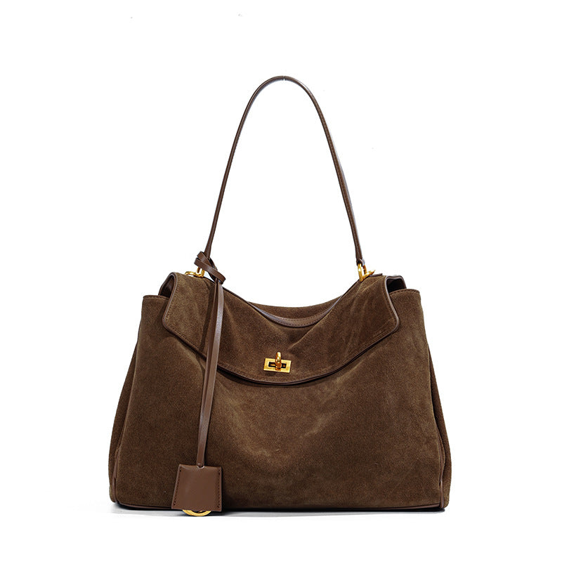 Genuine Leather Frosted Suede Tote Bag
