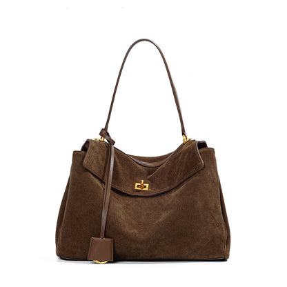 Genuine Leather Frosted Suede Tote Bag
