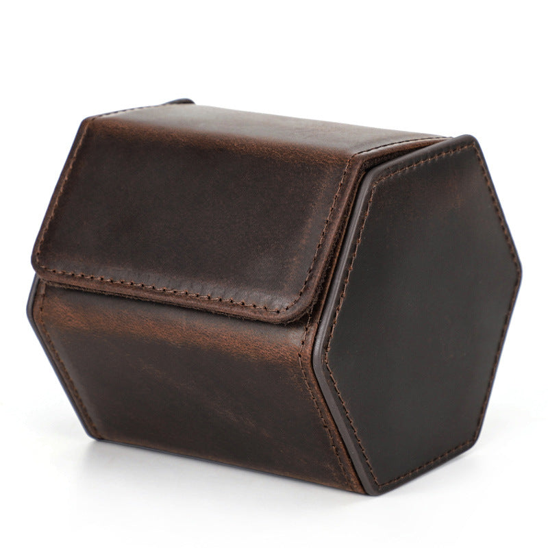 Genuine Leather Hexagonal Watch Box
