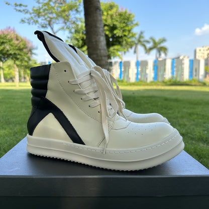 Genuine Leather High-Top Thick Sole Shoes