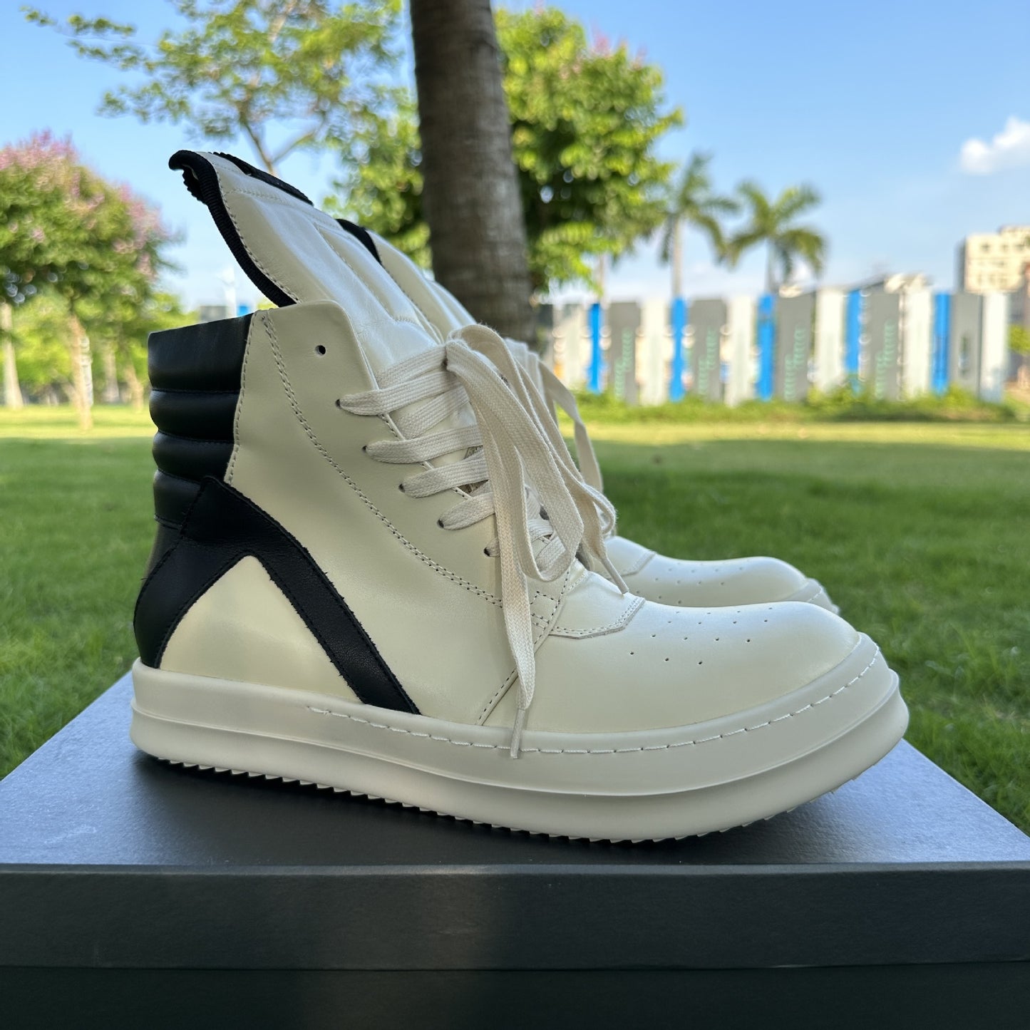 Genuine Leather High-Top Thick Sole Shoes