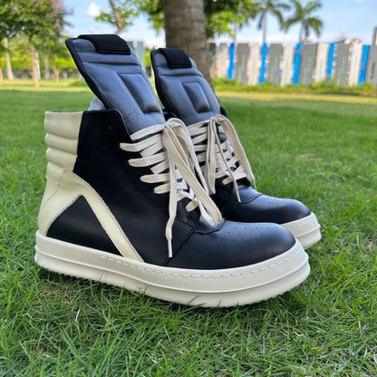 Genuine Leather High-Top Thick Sole Shoes