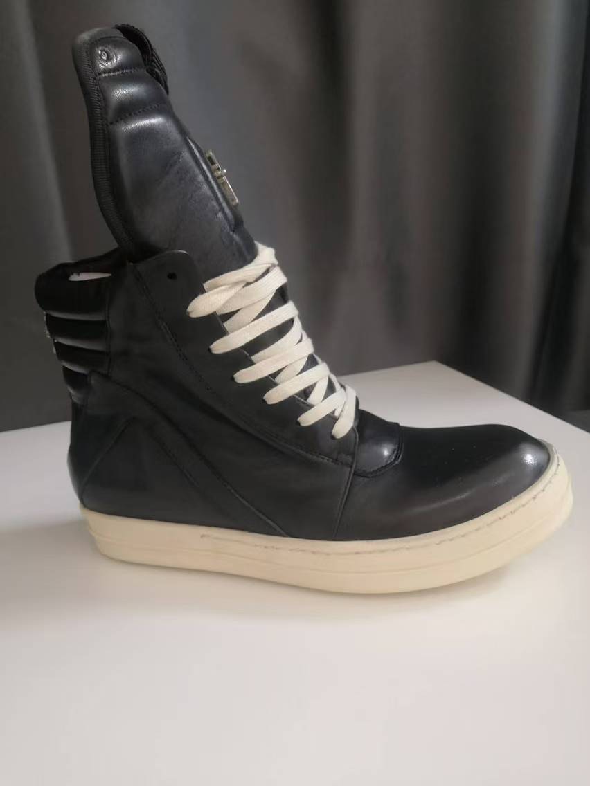 Genuine Leather High-Top Thick Sole Shoes