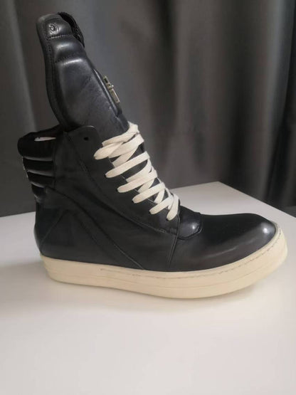 Genuine Leather High-Top Thick Sole Shoes