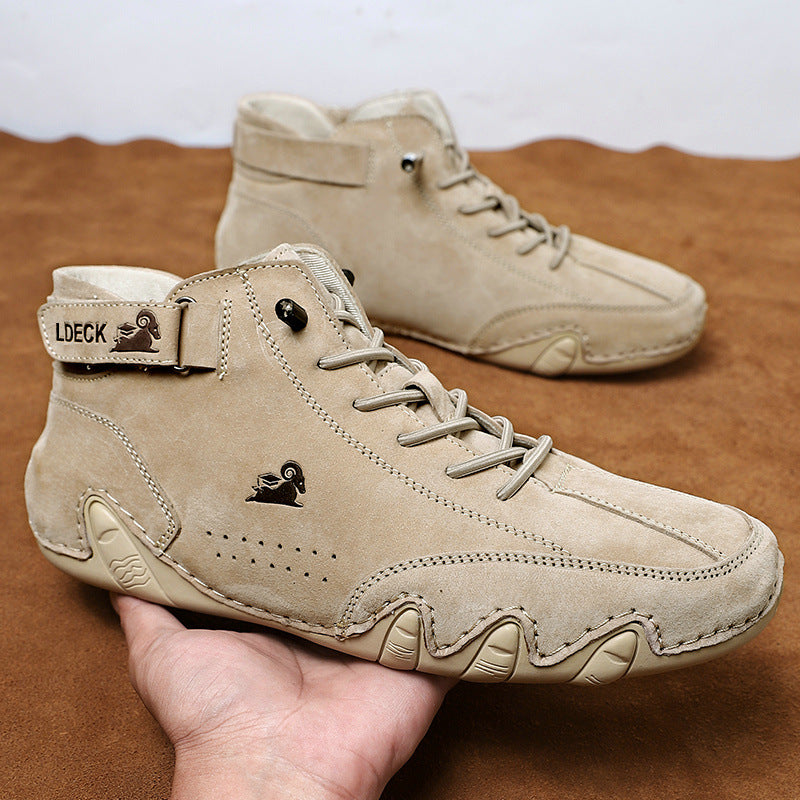 Genuine Leather High-Top Unisex Boots