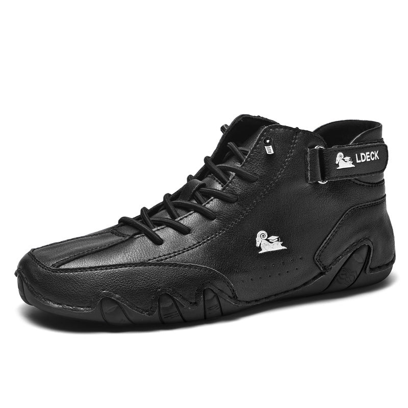 Genuine Leather High-Top Unisex Boots