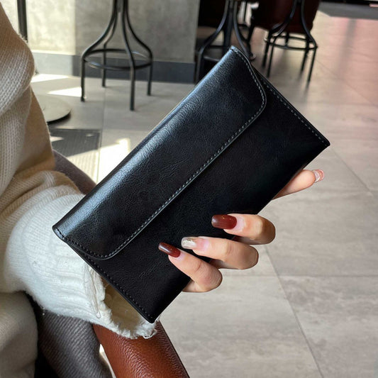 Genuine Leather Long Wallet for Women with Large Capacity