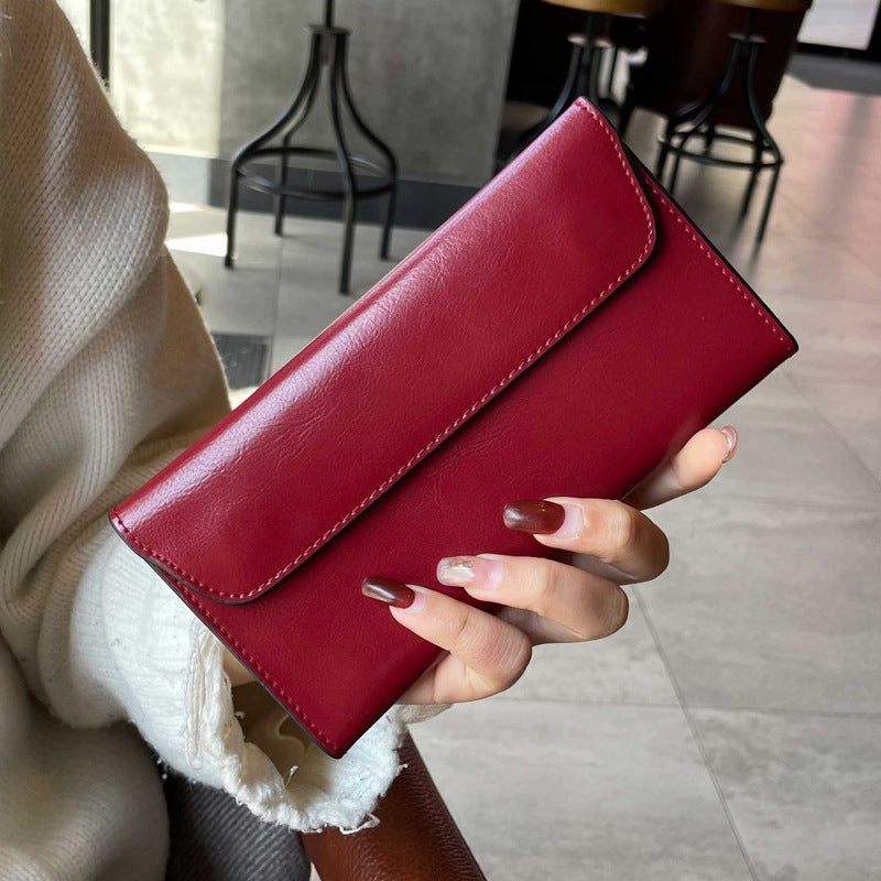 Genuine Leather Long Wallet for Women with Large Capacity
