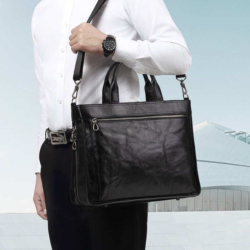 Genuine Leather Men's Business Handbag