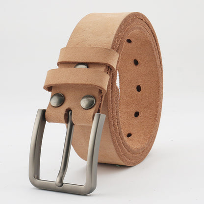 Genuine Leather Mens Belt with Pin Buckle