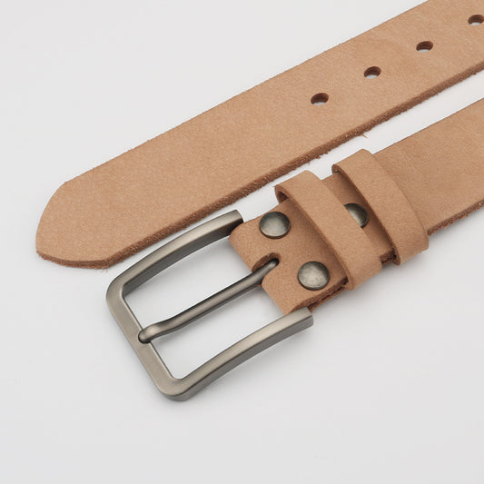 Genuine Leather Mens Belt with Pin Buckle