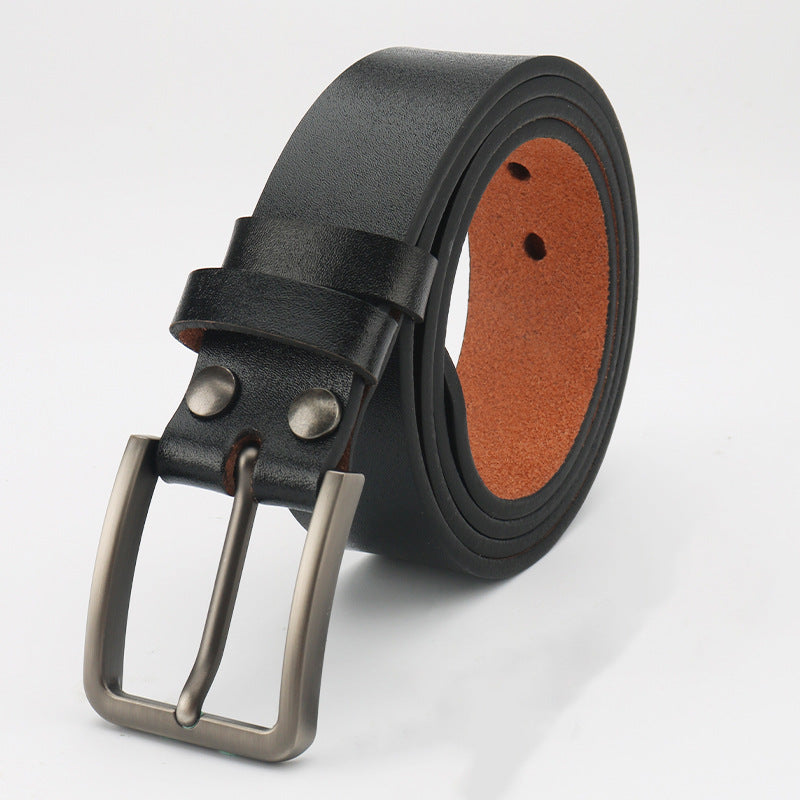 Genuine Leather Mens Belt with Pin Buckle