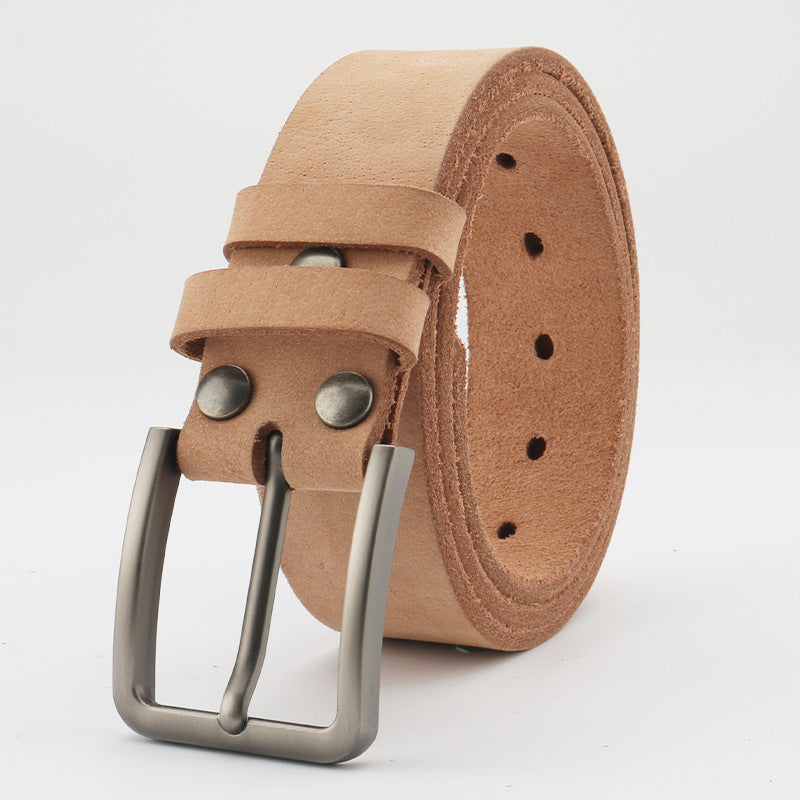 Genuine Leather Mens Belt with Pin Buckle