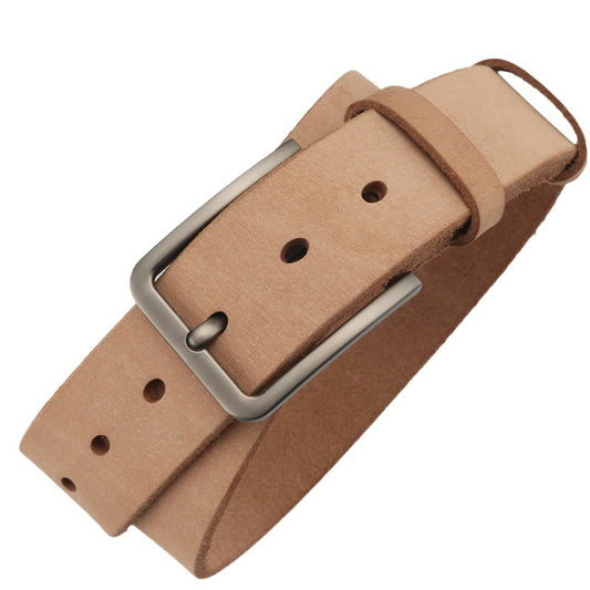Genuine Leather Mens Belt with Pin Buckle