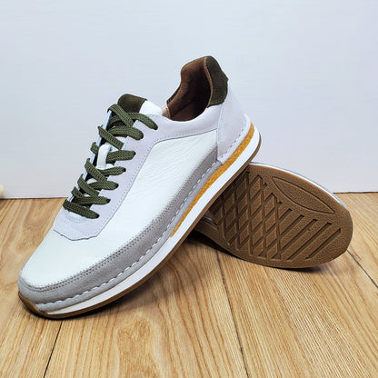 Genuine Leather Mens Casual Shoes Breathable Comfortable Flat Sole