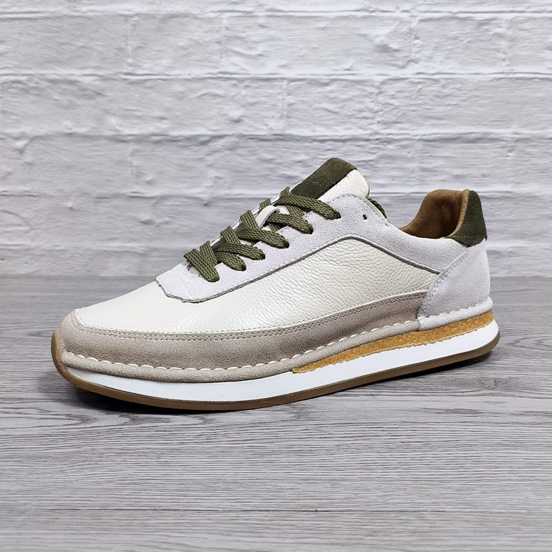 Genuine Leather Mens Casual Shoes Breathable Comfortable Flat Sole