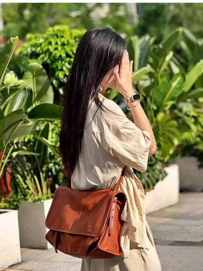 Genuine Leather Messenger Bag for Women