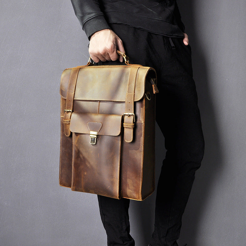 Genuine Leather Retro Laptop Backpack