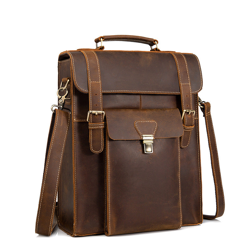 Genuine Leather Retro Laptop Backpack