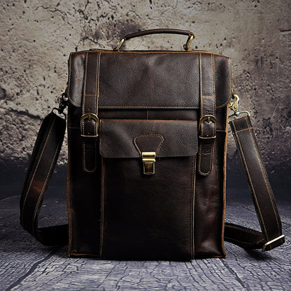 Genuine Leather Retro Laptop Backpack