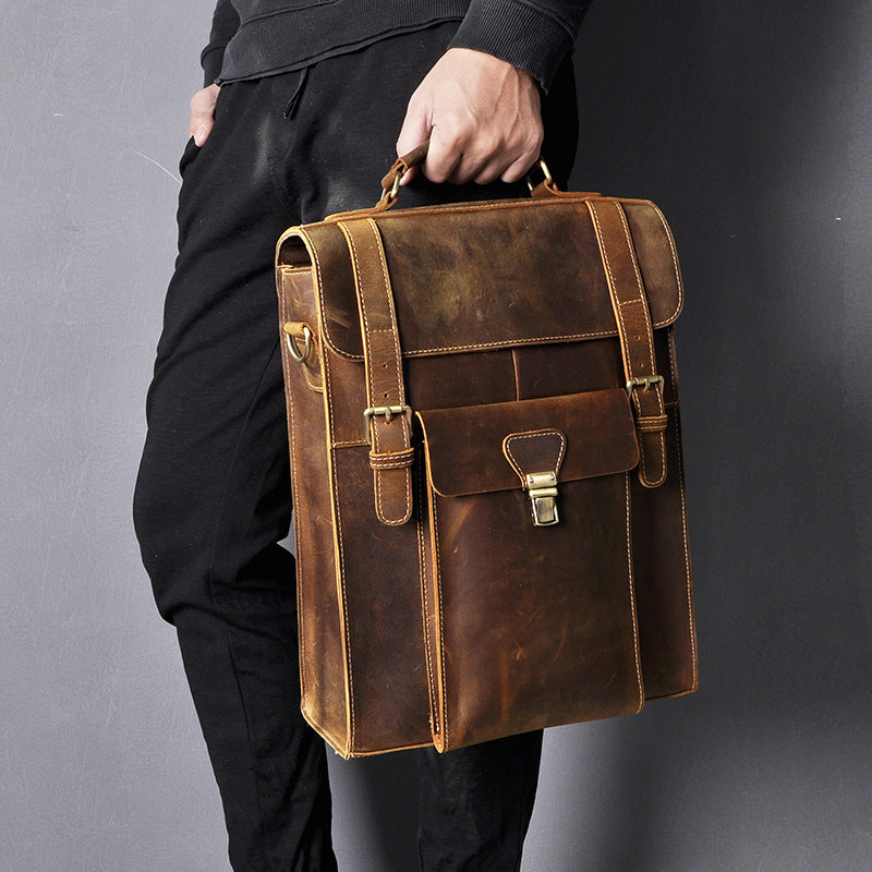 Genuine Leather Retro Laptop Backpack