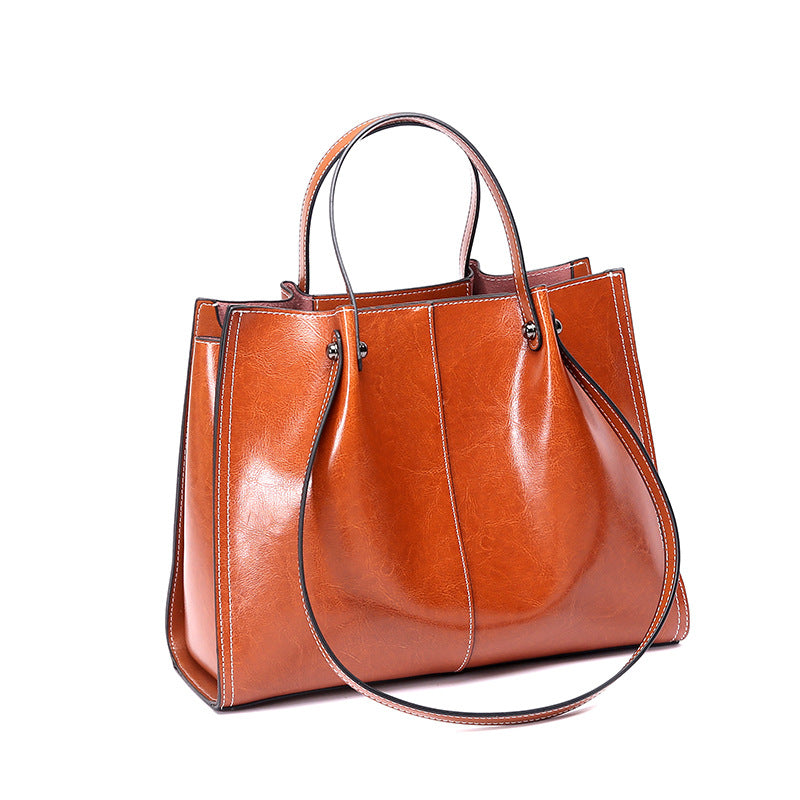 Genuine Leather Retro Shoulder Tote Bag