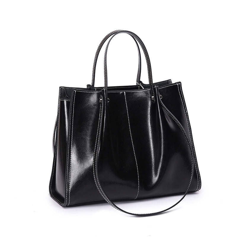 Genuine Leather Retro Shoulder Tote Bag