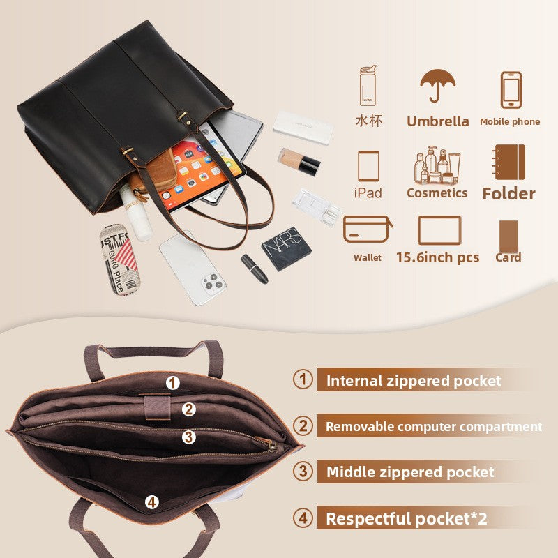 Genuine Leather Retro Tote Bag