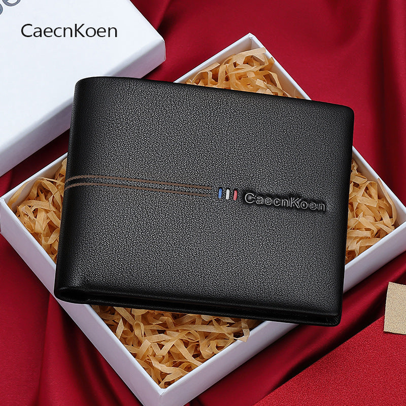 Genuine leather short wallet