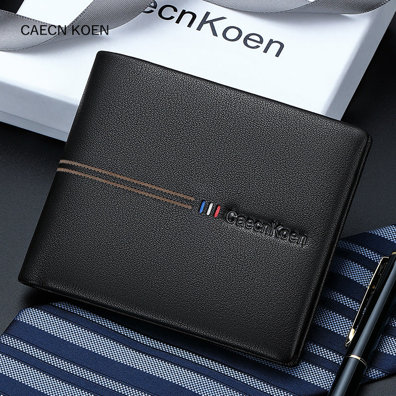 Genuine leather short wallet