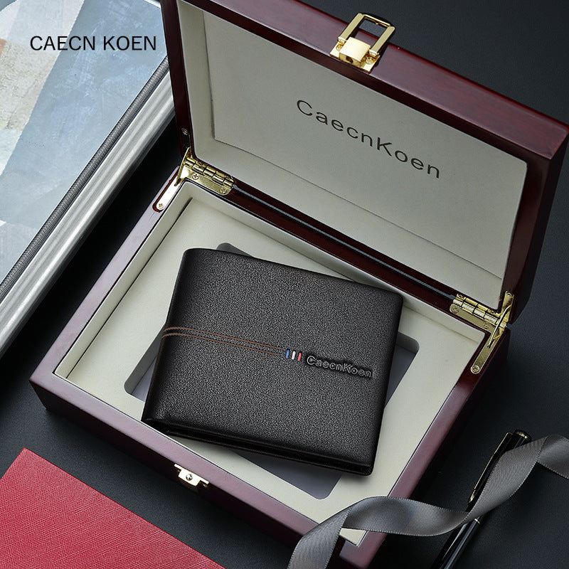 Genuine leather short wallet