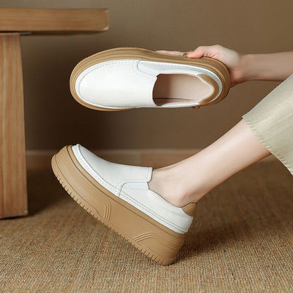 Genuine Leather Slip-On Loafers for Women