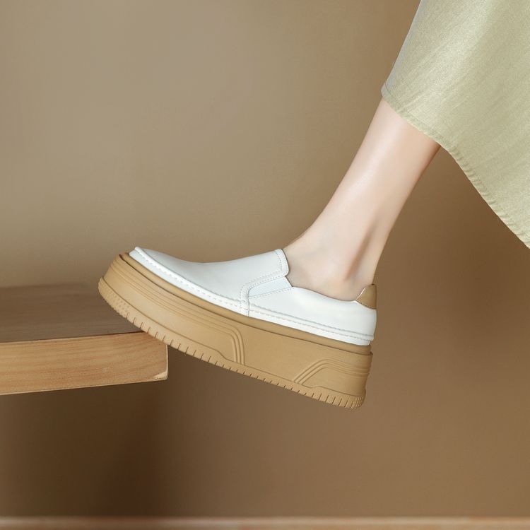 Genuine Leather Slip-On Loafers for Women