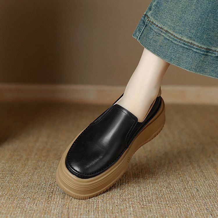 Genuine Leather Slip-On Loafers for Women