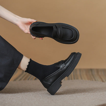 Genuine Leather Slip-on Loafers Women British Style Casual Shoes