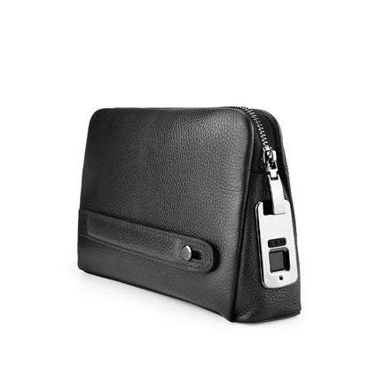 Genuine Leather Smart Fingerprint Lock Clutch Bag